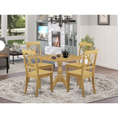 East West Furniture 5 Piece Dublin Dining Table Set - Oak DMBO5-OAK-W